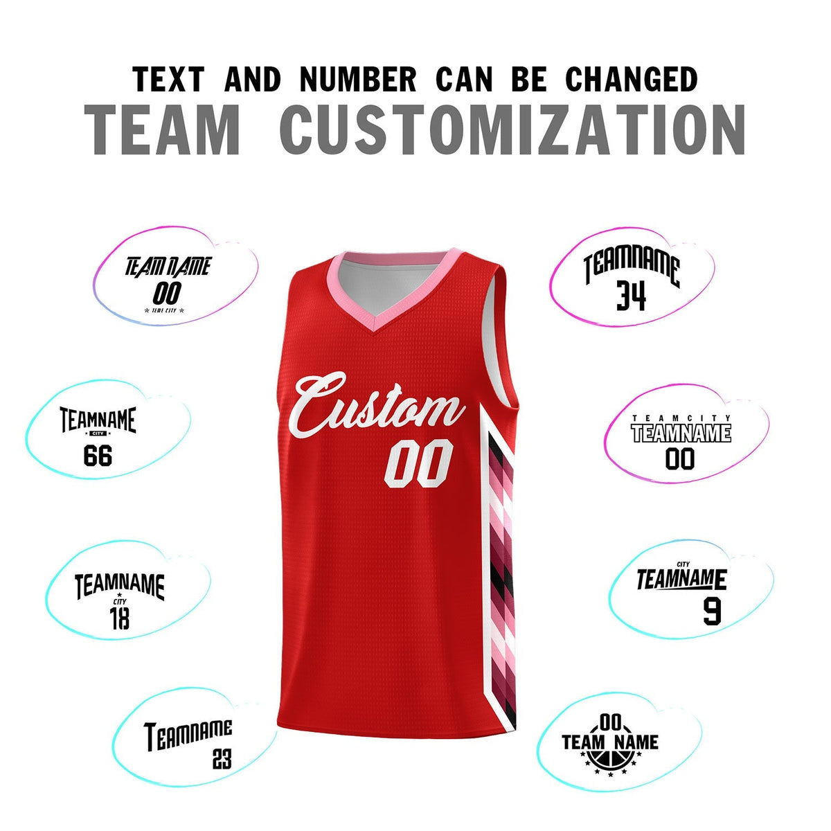 Custom Red Mosaic Gradient Fashion Sports Uniform Basketball Jersey|KXKSHOP