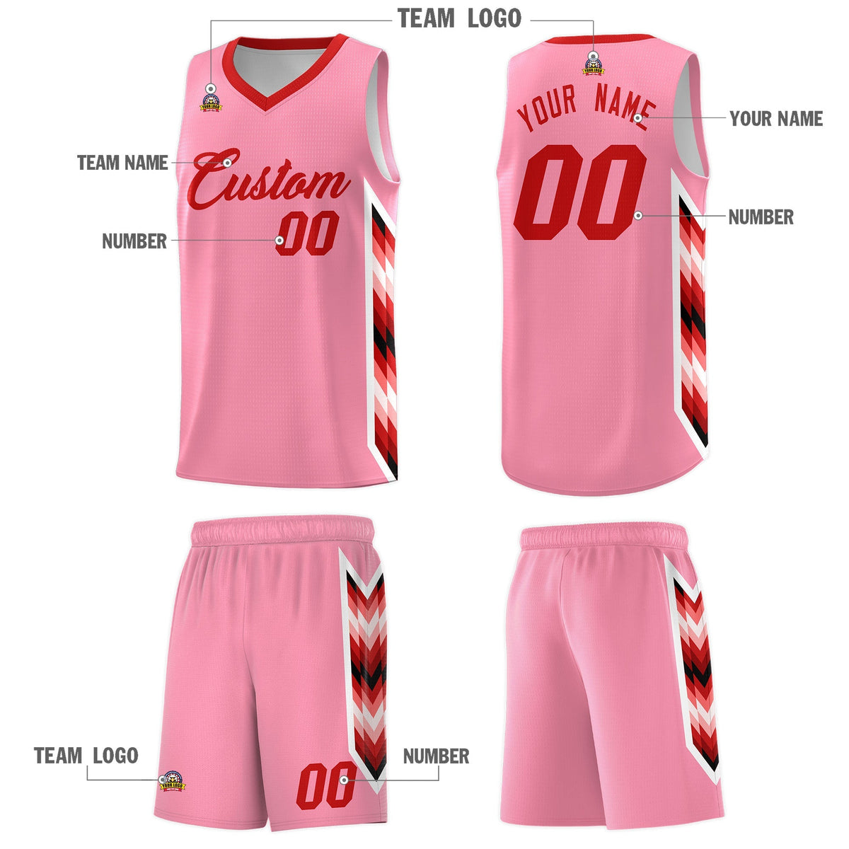 Custom Light Pink Mosaic Gradient Fashion Sports Uniform Basketball Jersey|KXKSHOP