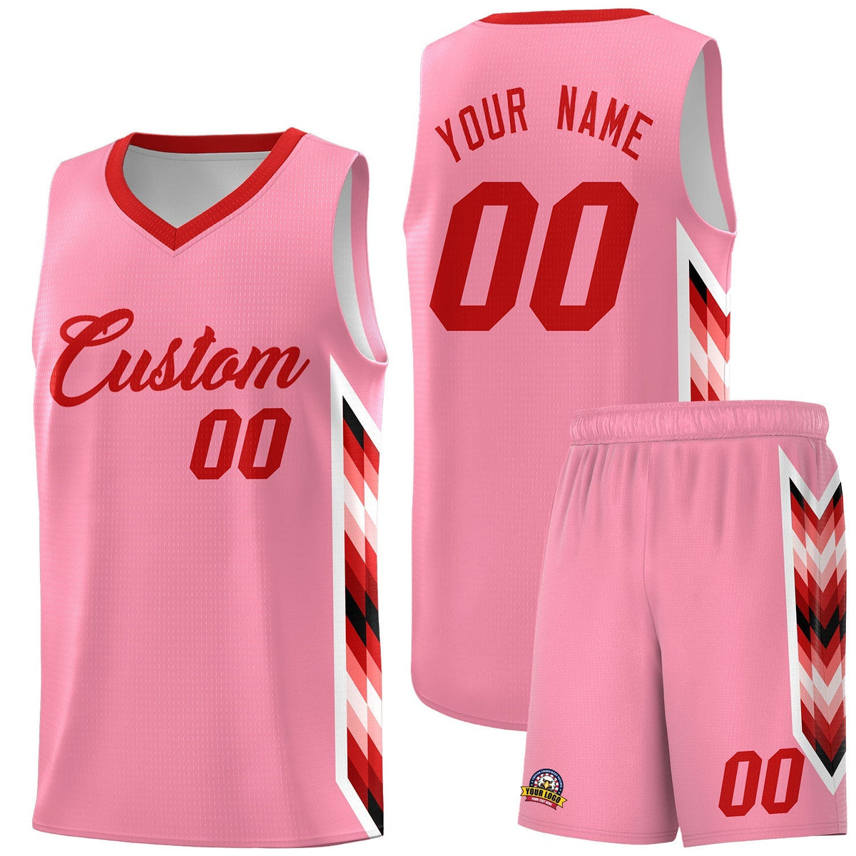 Custom Light Pink Mosaic Gradient Fashion Sports Uniform Basketball Jersey|KXKSHOP