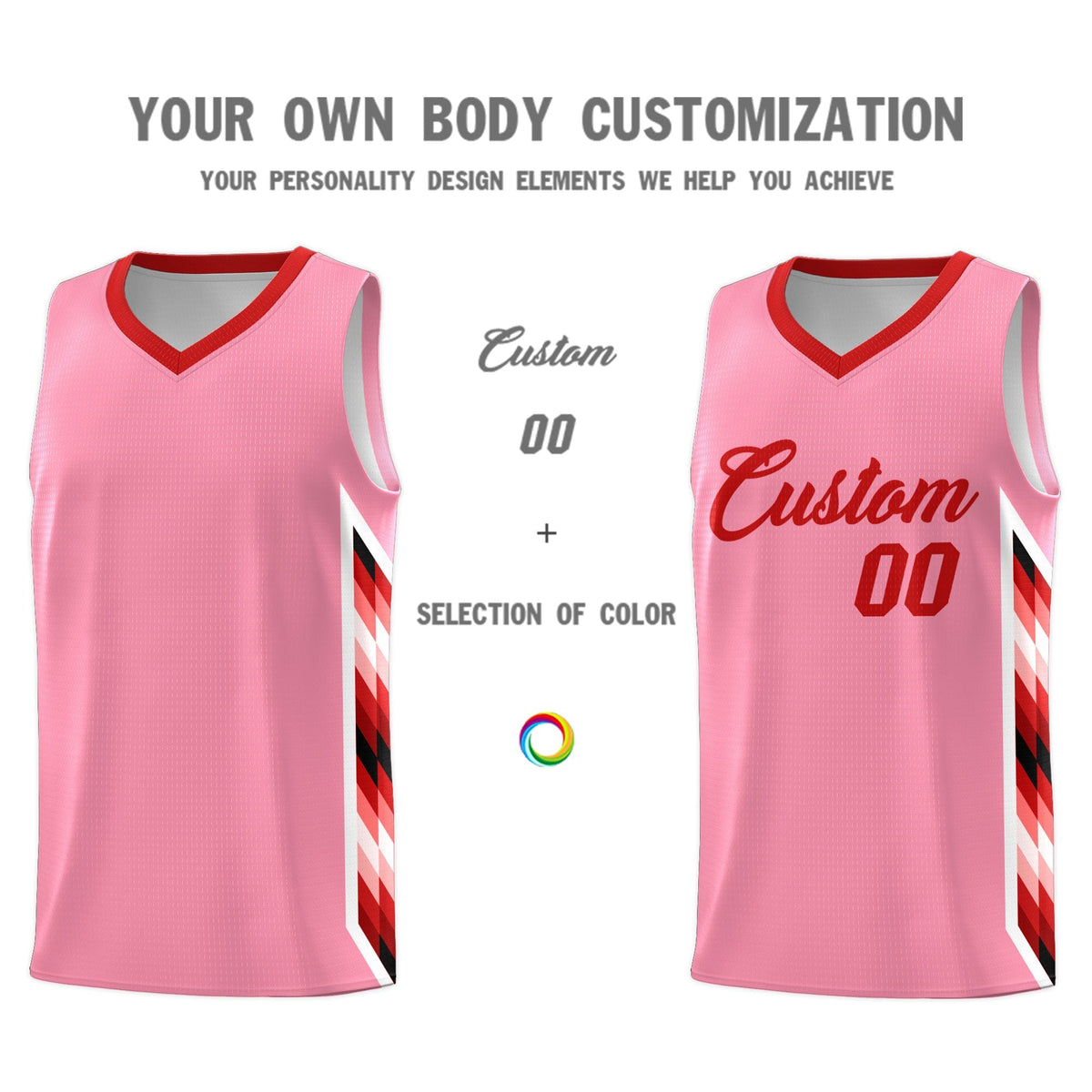 Custom Light Pink Mosaic Gradient Fashion Sports Uniform Basketball Jersey|KXKSHOP