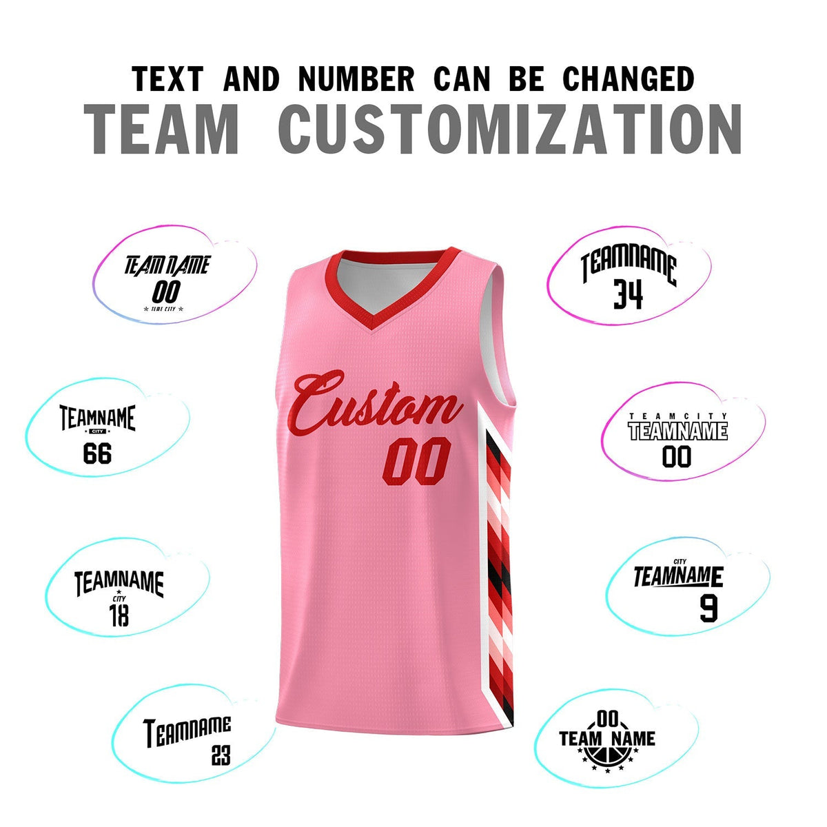 Custom Light Pink Mosaic Gradient Fashion Sports Uniform Basketball Jersey|KXKSHOP