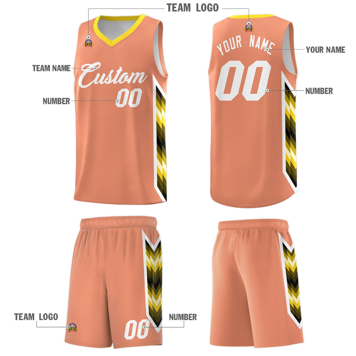 Custom Orange Mosaic Gradient Fashion Sports Uniform Basketball Jersey|KXKSHOP