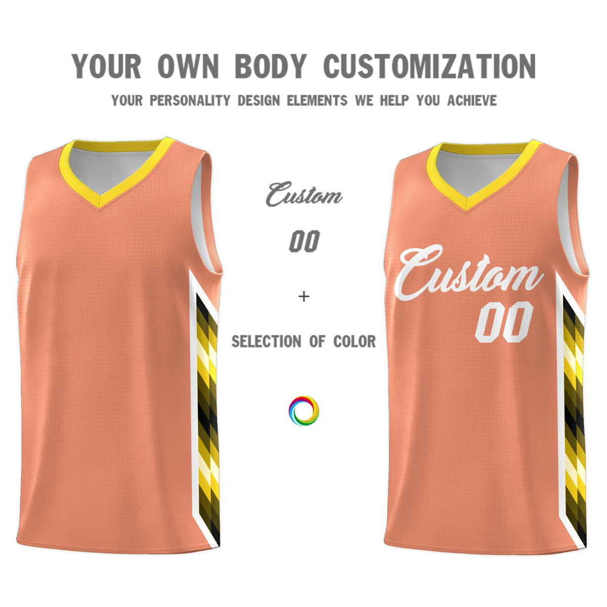 Custom Orange Mosaic Gradient Fashion Sports Uniform Basketball Jersey|KXKSHOP