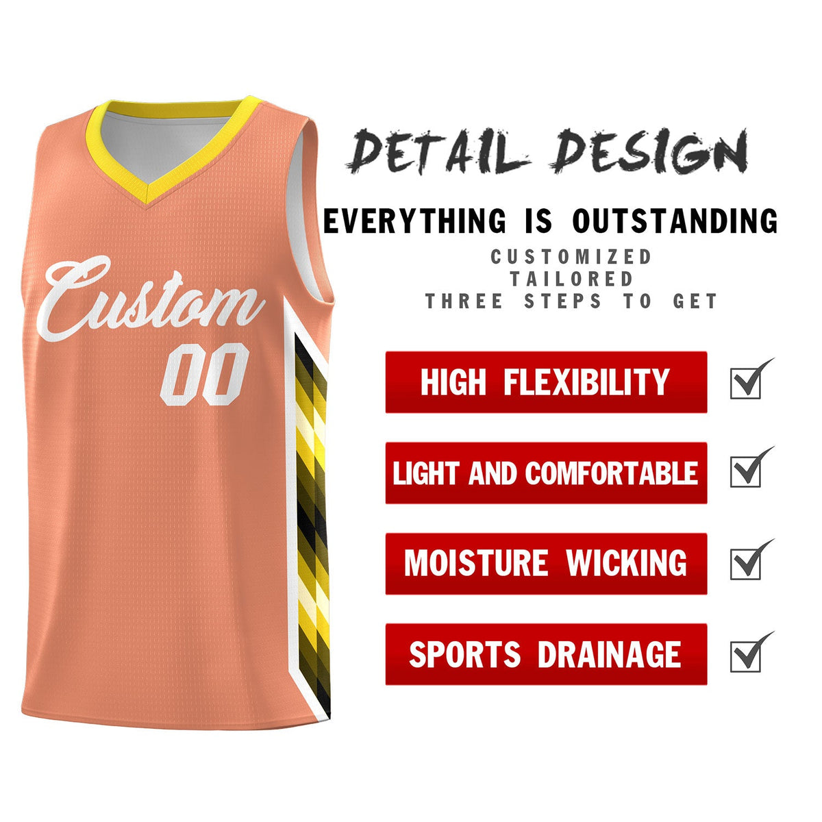 Custom Orange Mosaic Gradient Fashion Sports Uniform Basketball Jersey|KXKSHOP
