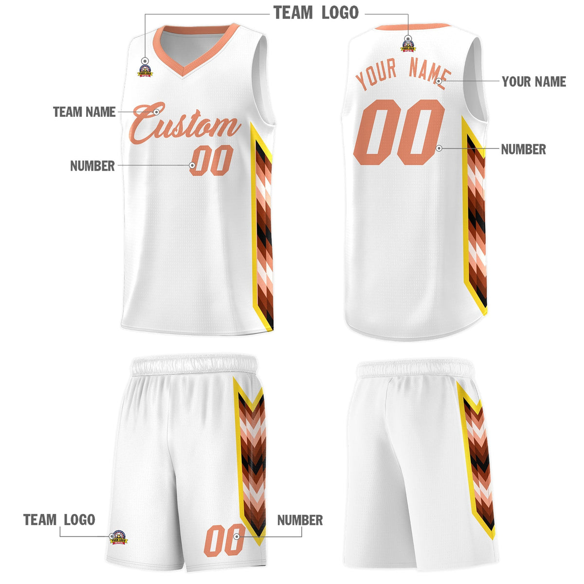 Custom White Mosaic Gradient Fashion Sports Uniform Basketball Jersey|KXKSHOP