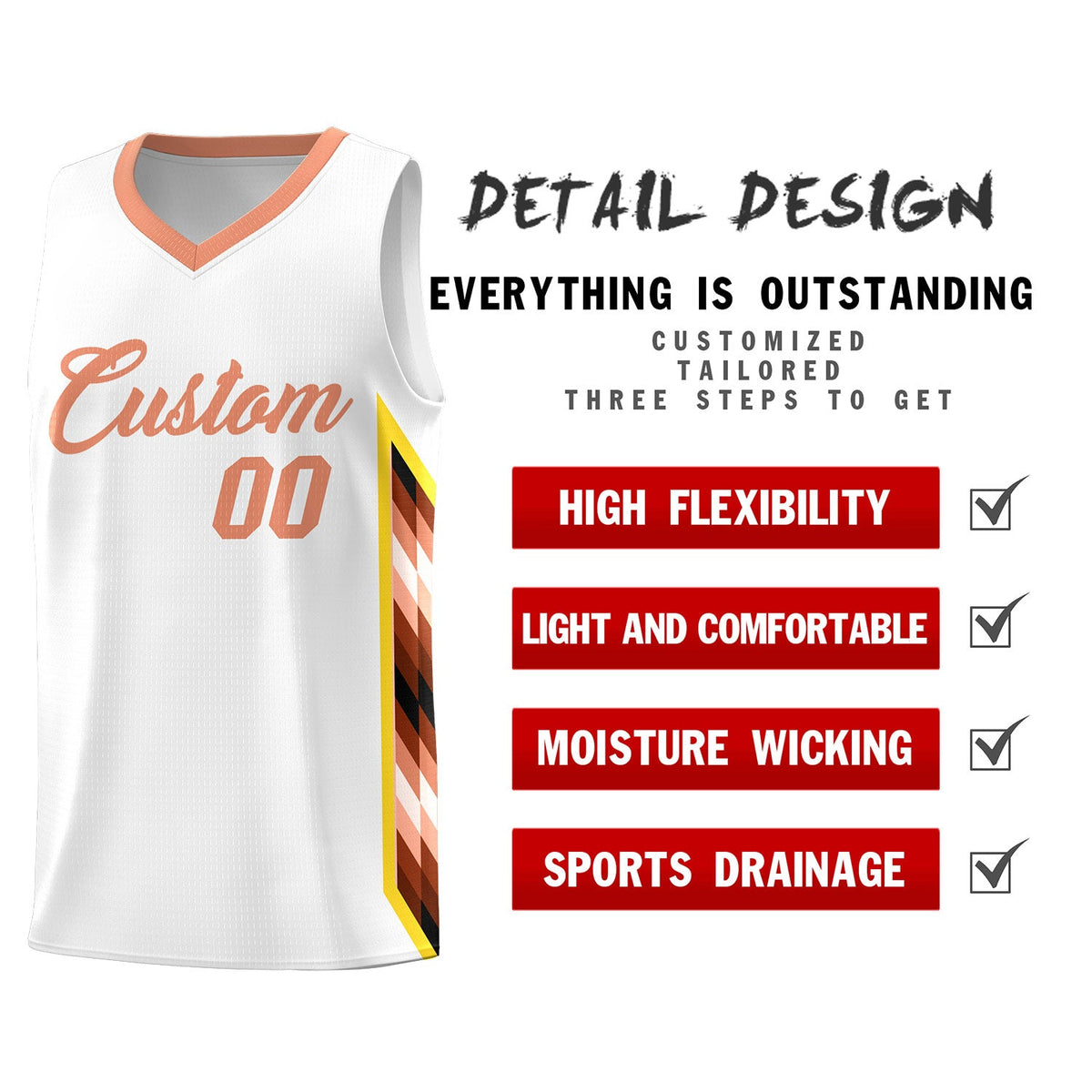 Custom White Mosaic Gradient Fashion Sports Uniform Basketball Jersey|KXKSHOP