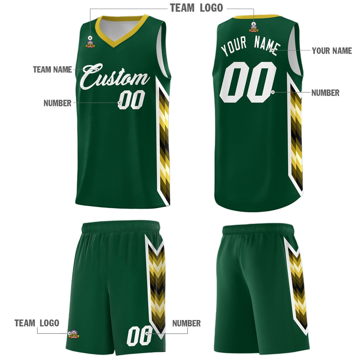 Custom Hunter Green Mosaic Gradient Fashion Sports Uniform Basketball Jersey|KXKSHOP