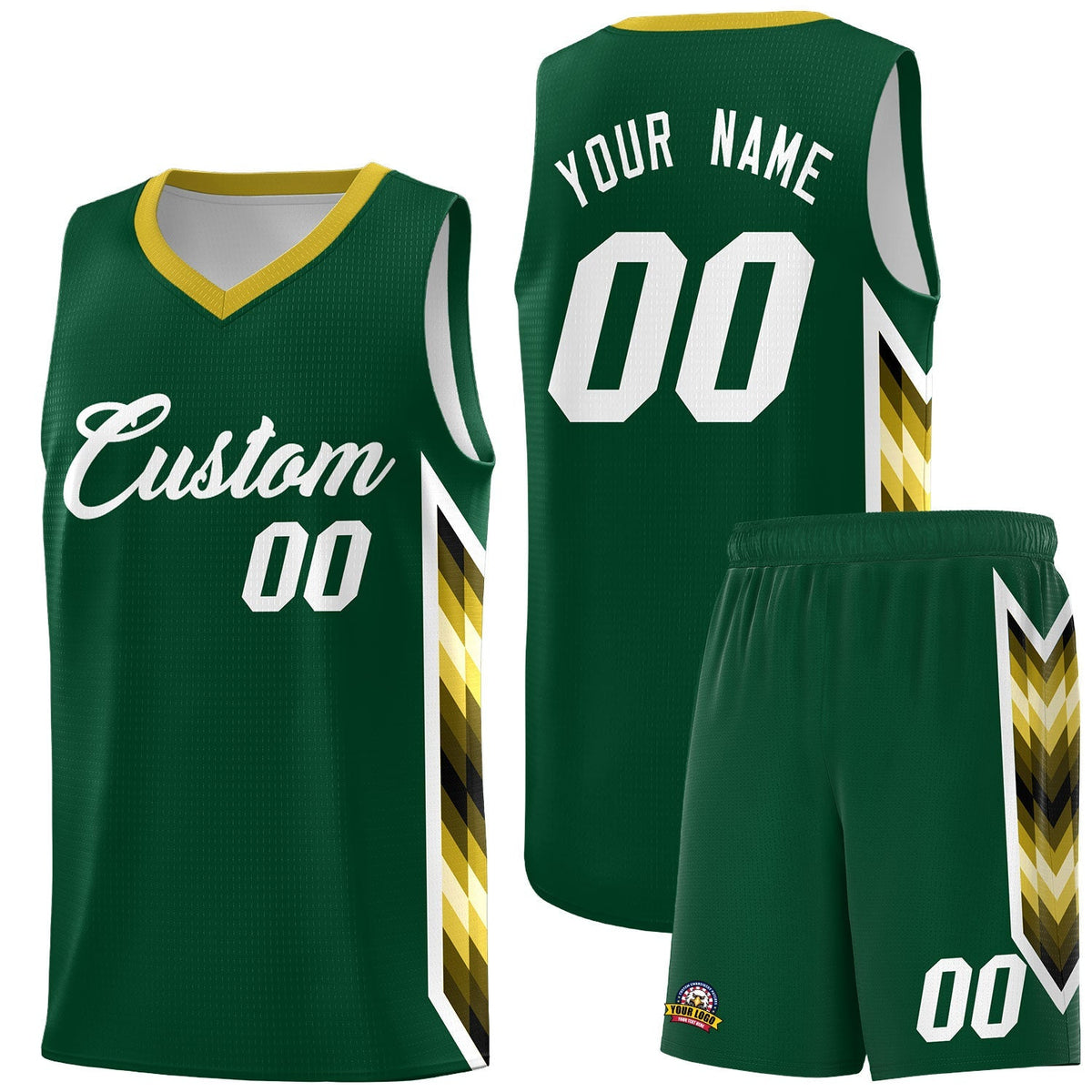 Custom Hunter Green Mosaic Gradient Fashion Sports Uniform Basketball Jersey|KXKSHOP