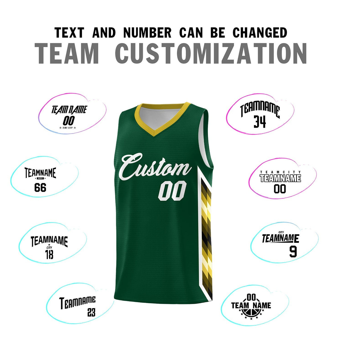 Custom Hunter Green Mosaic Gradient Fashion Sports Uniform Basketball Jersey|KXKSHOP