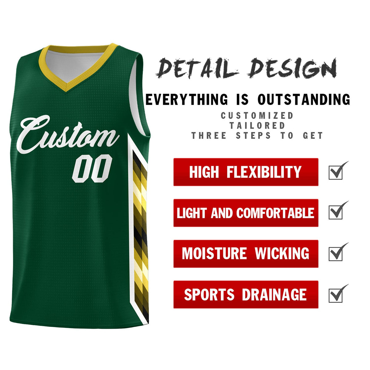 Custom Hunter Green Mosaic Gradient Fashion Sports Uniform Basketball Jersey|KXKSHOP