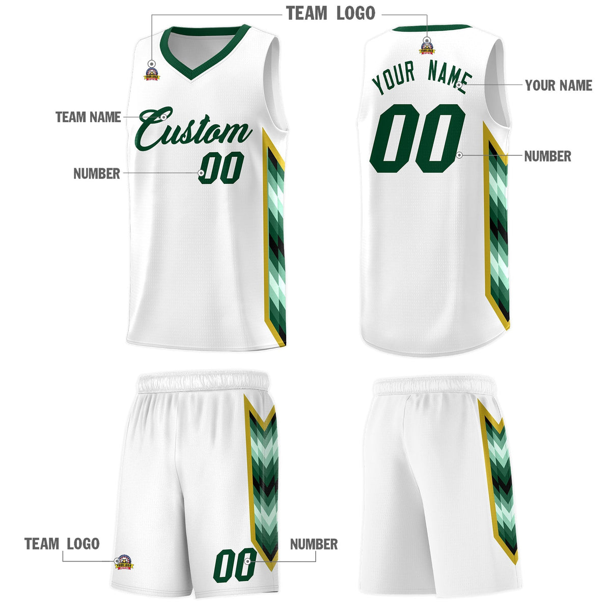 Custom White Mosaic Gradient Fashion Sports Uniform Basketball Jersey|KXKSHOP