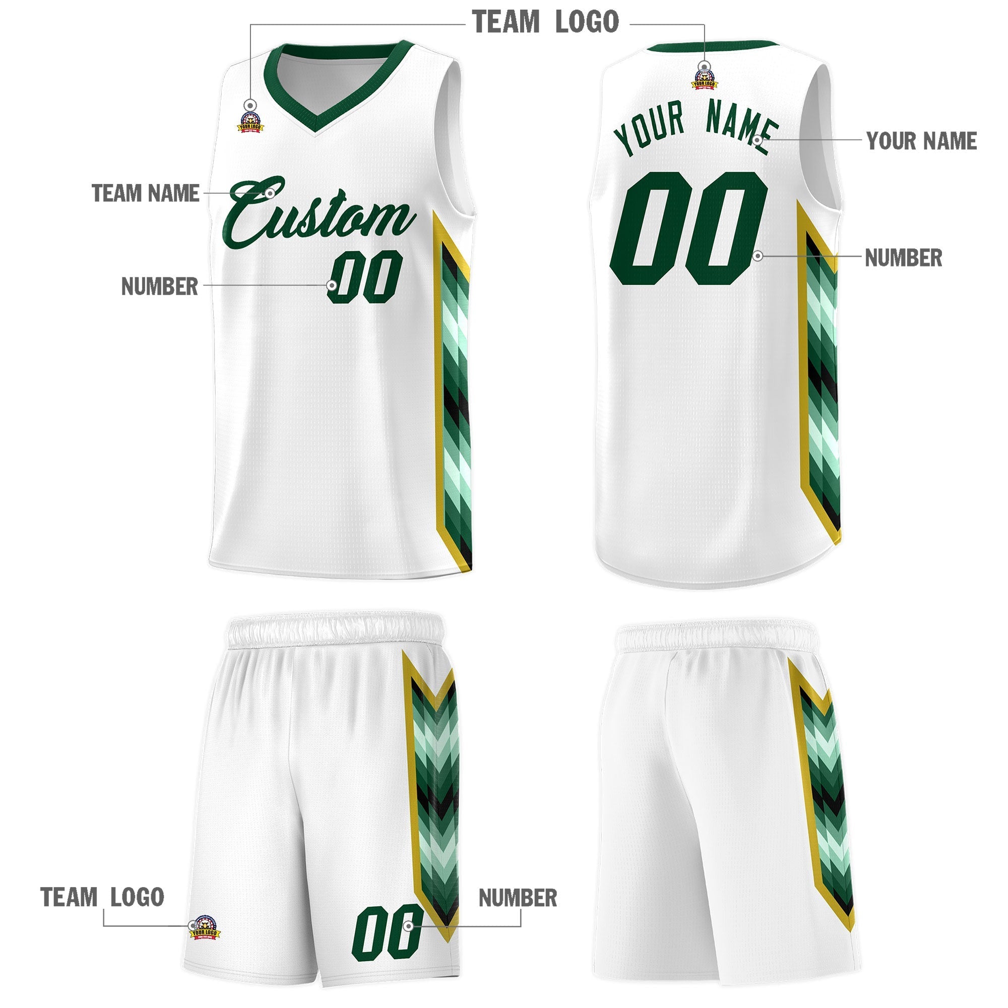 Custom White Mosaic Gradient Fashion Sports Uniform Basketball Jersey|KXKSHOP