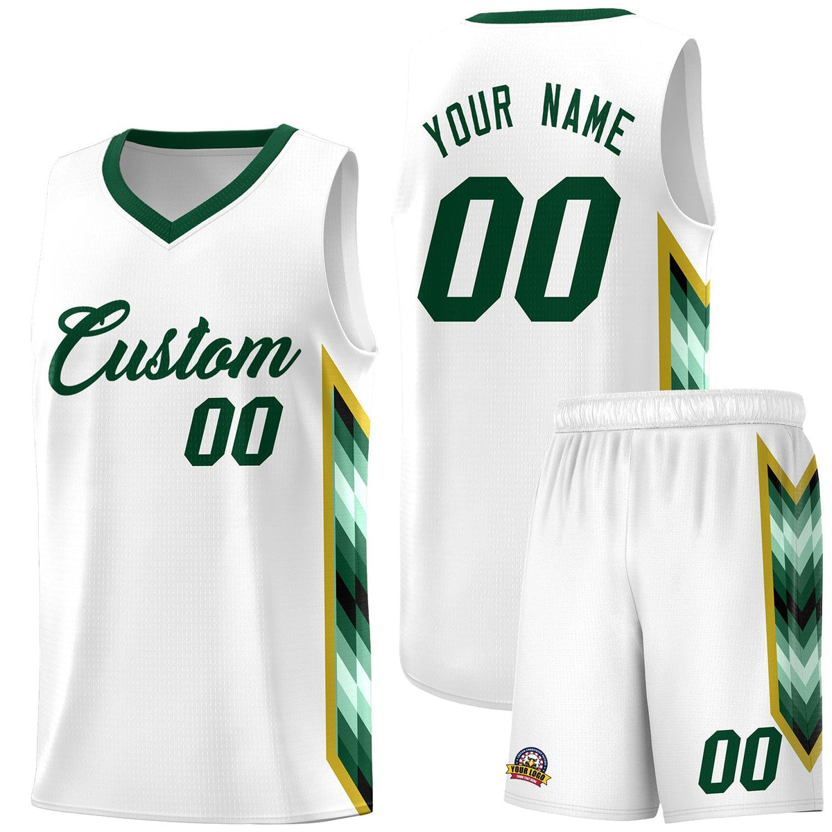 Custom White Mosaic Gradient Fashion Sports Uniform Basketball Jersey|KXKSHOP