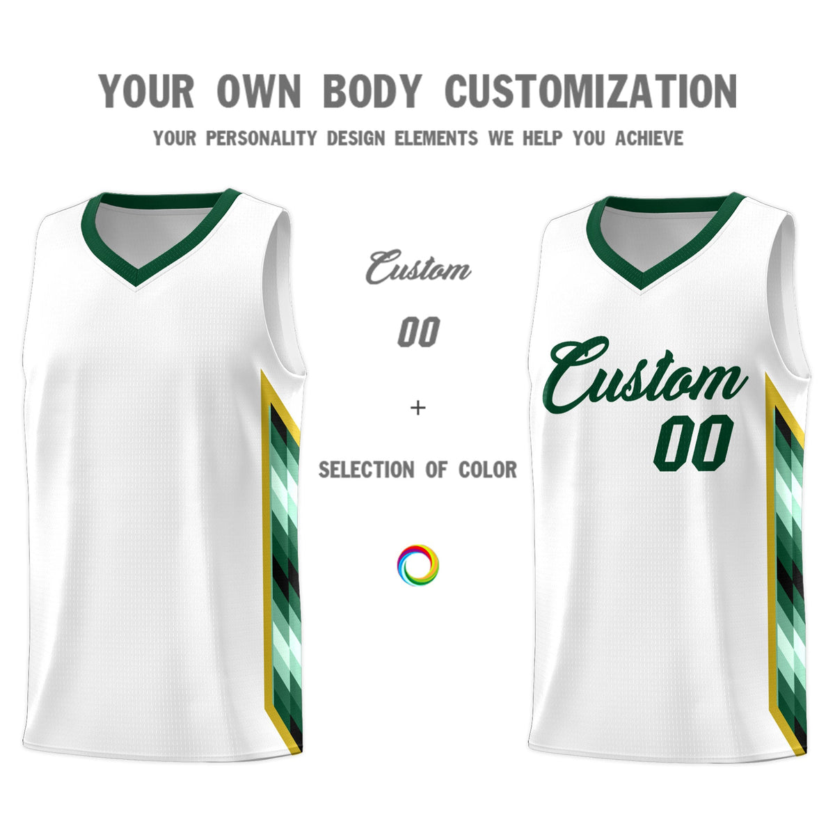 Custom White Mosaic Gradient Fashion Sports Uniform Basketball Jersey|KXKSHOP