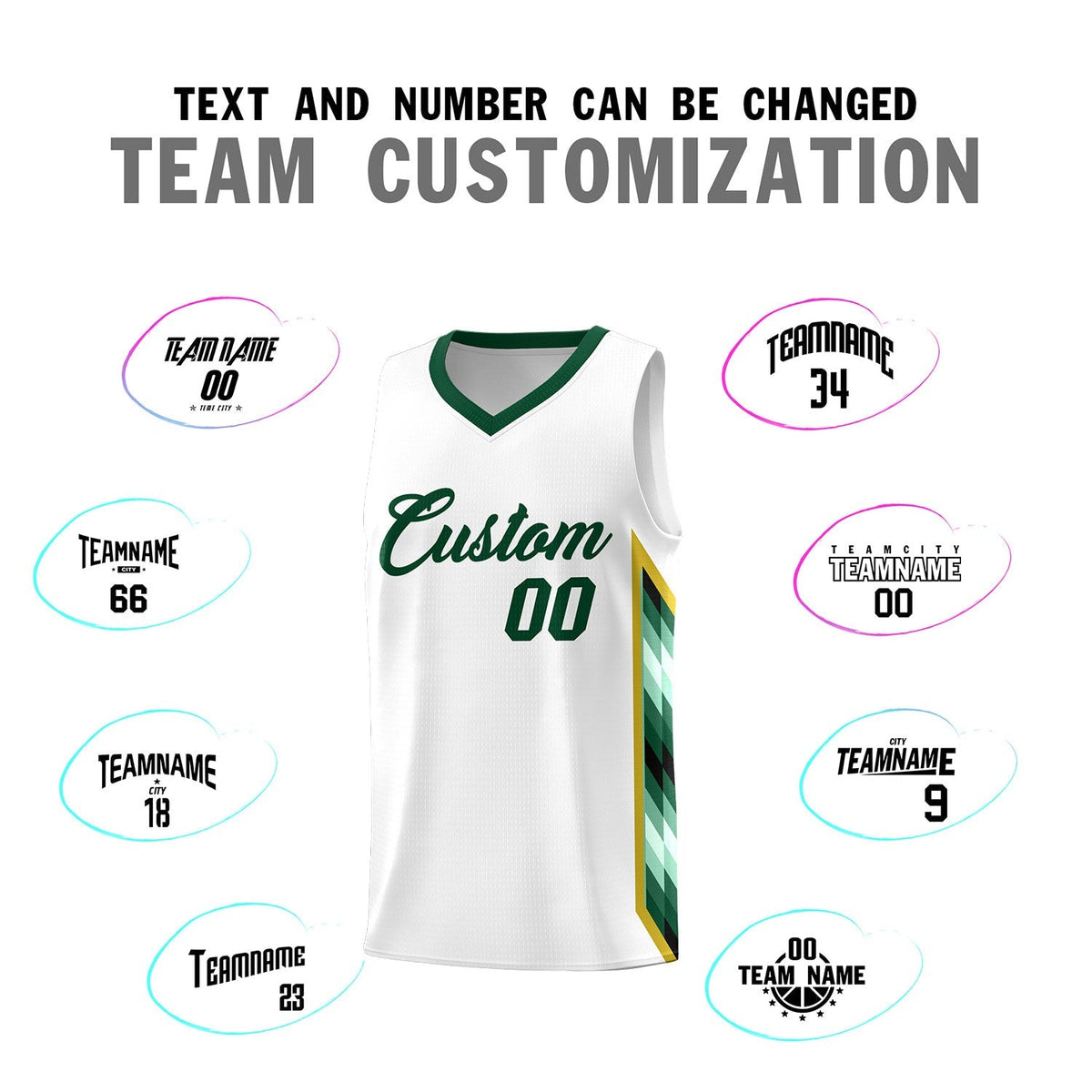 Custom White Mosaic Gradient Fashion Sports Uniform Basketball Jersey|KXKSHOP