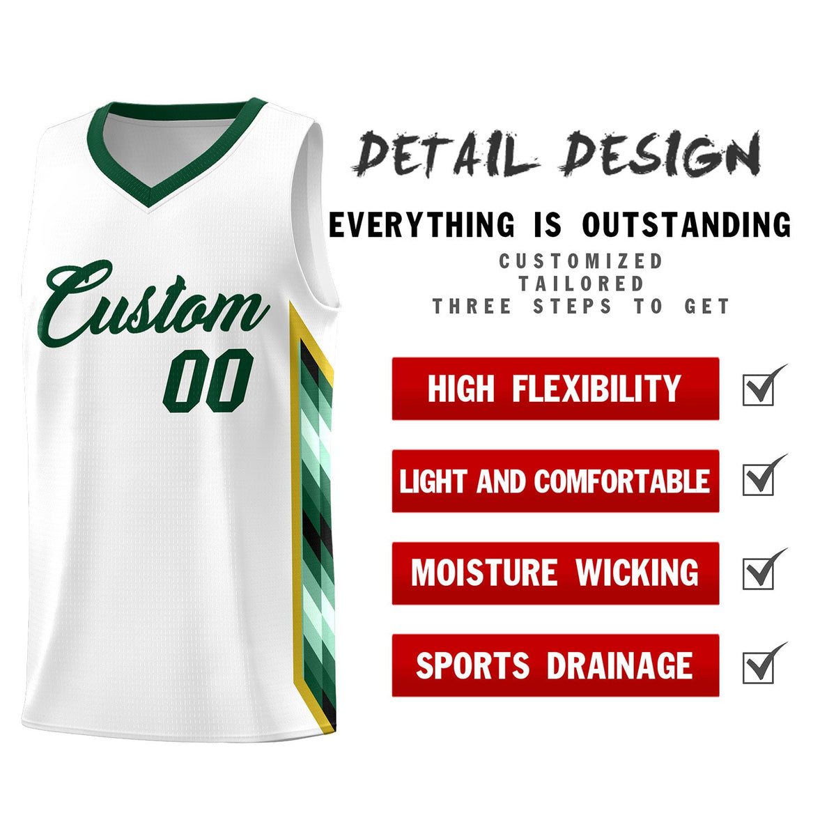 Custom White Mosaic Gradient Fashion Sports Uniform Basketball Jersey|KXKSHOP