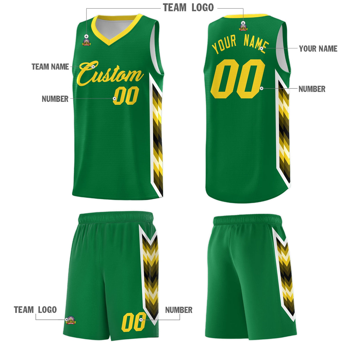 Custom Kelly Green Mosaic Gradient Fashion Sports Uniform Basketball Jersey|KXKSHOP