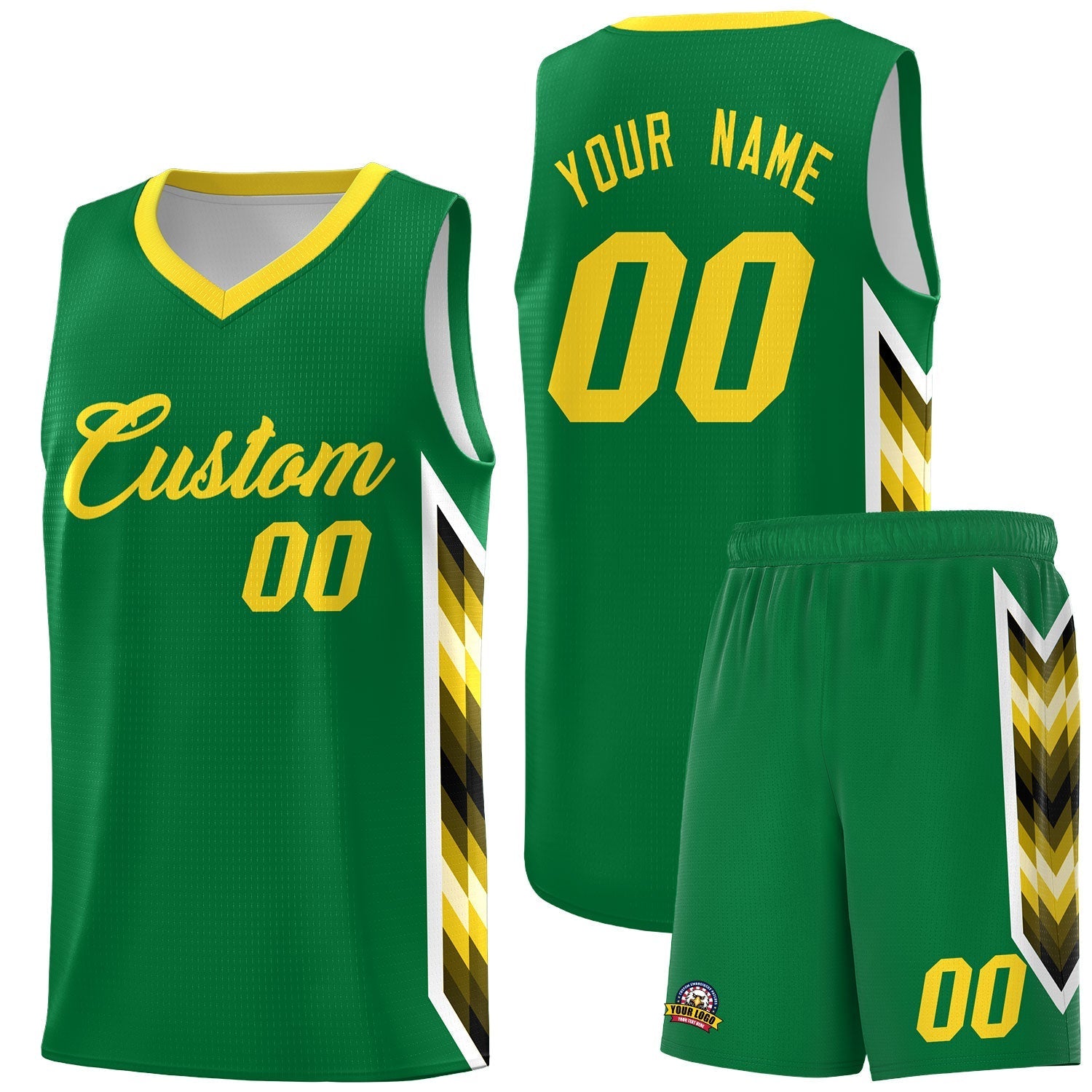 Custom Kelly Green Mosaic Gradient Fashion Sports Uniform Basketball Jersey|KXKSHOP