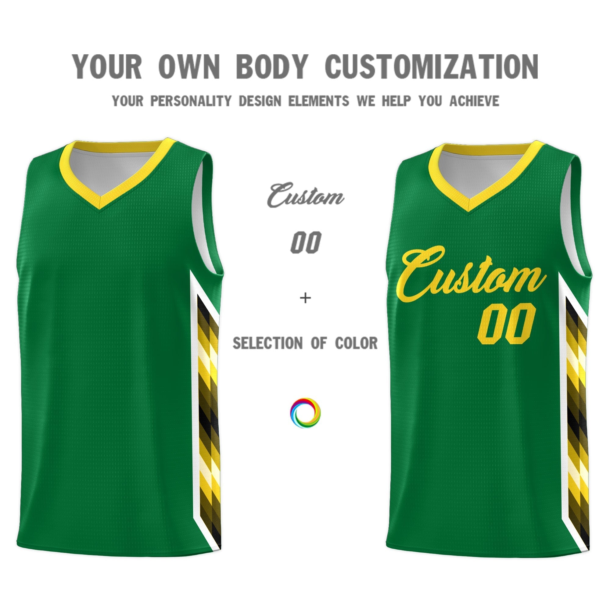Custom Kelly Green Mosaic Gradient Fashion Sports Uniform Basketball Jersey|KXKSHOP
