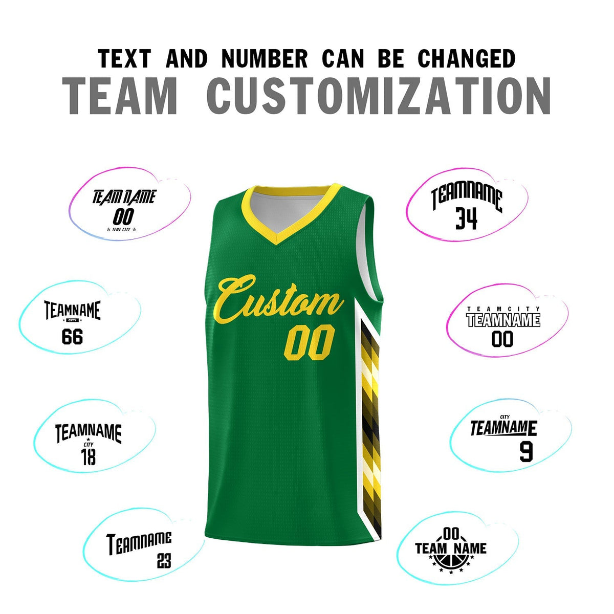 Custom Kelly Green Mosaic Gradient Fashion Sports Uniform Basketball Jersey|KXKSHOP