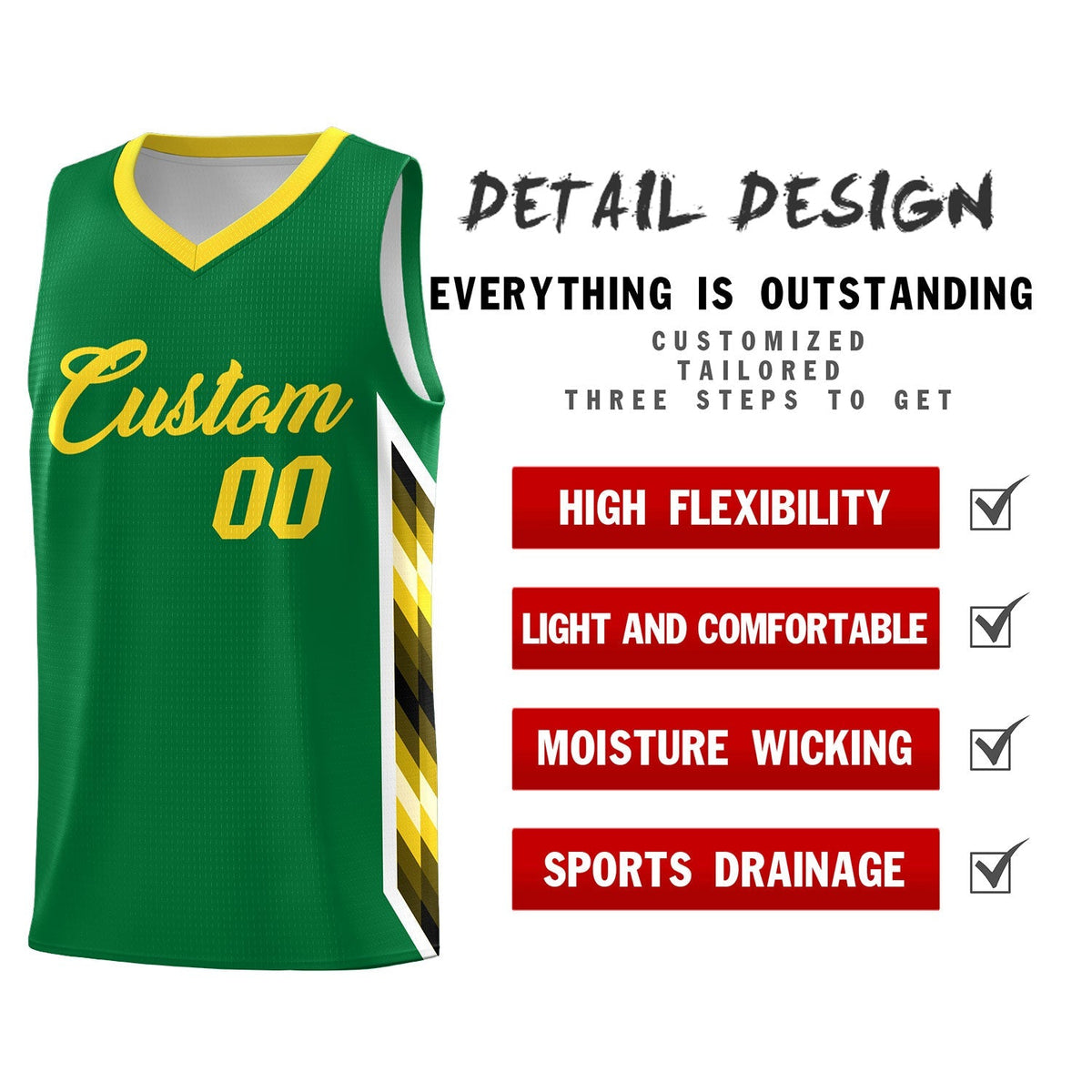 Custom Kelly Green Mosaic Gradient Fashion Sports Uniform Basketball Jersey|KXKSHOP