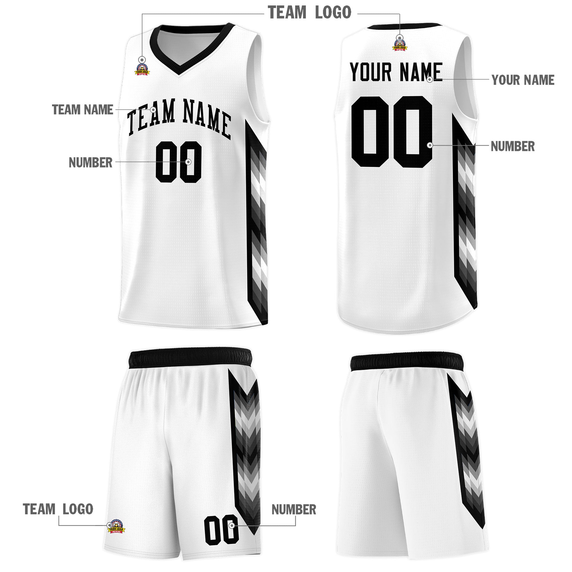 Custom White Mosaic Gradient Fashion Sports Uniform Basketball Jersey|KXKSHOP