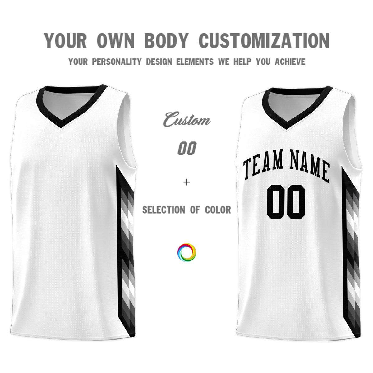 Custom White Mosaic Gradient Fashion Sports Uniform Basketball Jersey|KXKSHOP
