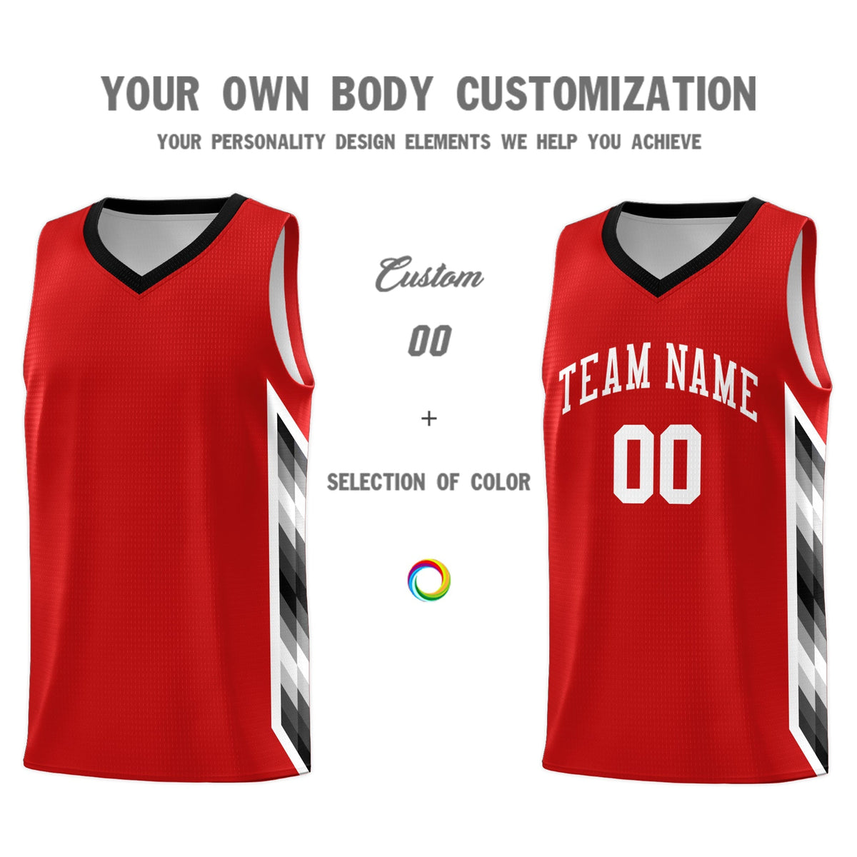 Custom Red Mosaic Gradient Fashion Sports Uniform Basketball Jersey|KXKSHOP