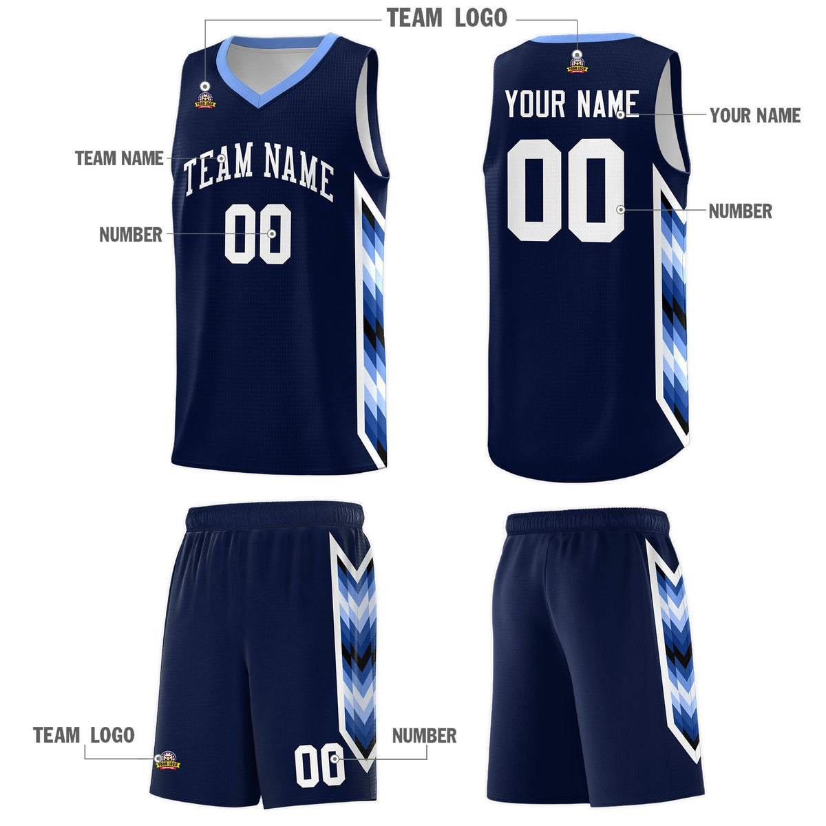 Custom Navy Mosaic Gradient Fashion Sports Uniform Basketball Jersey|KXKSHOP