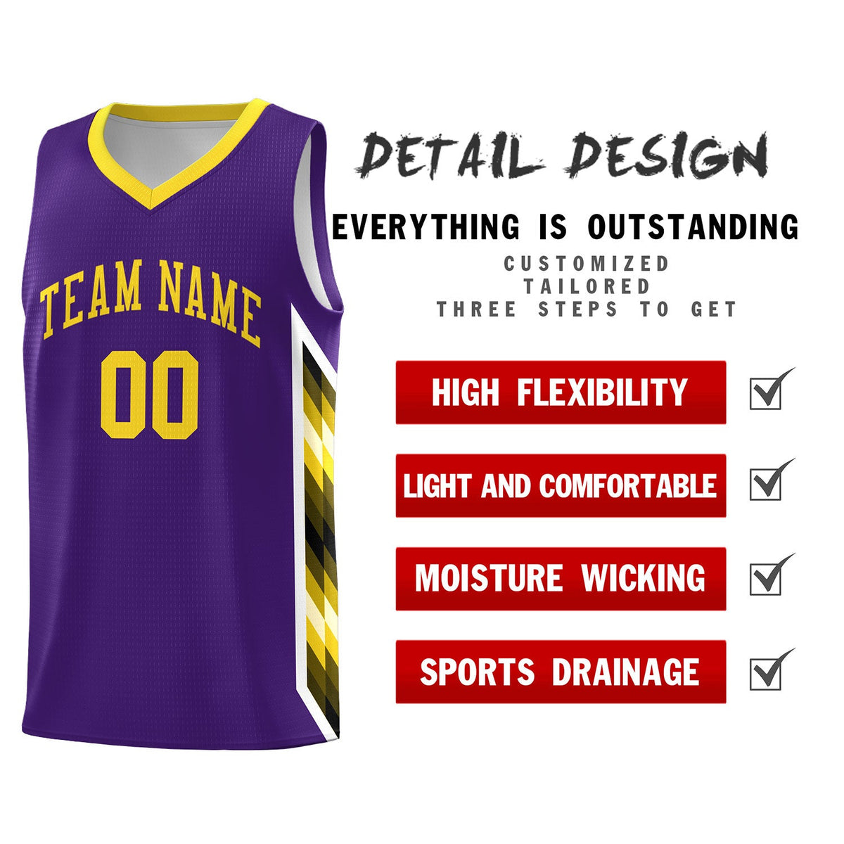 Custom Purple Mosaic Gradient Fashion Sports Uniform Basketball Jersey|KXKSHOP
