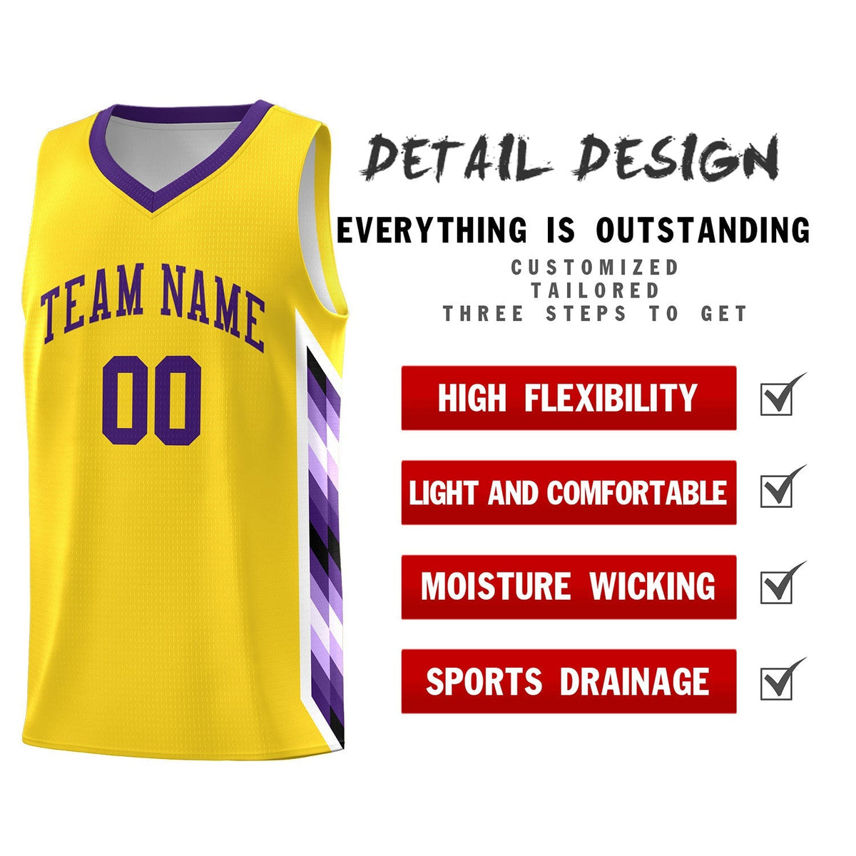 Custom Gold Mosaic Gradient Fashion Sports Uniform Basketball Jersey|KXKSHOP