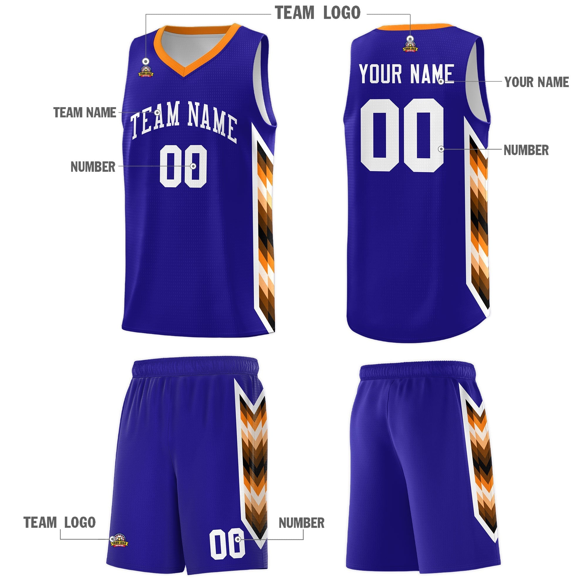 Custom Royal Mosaic Gradient Fashion Sports Uniform Basketball Jersey|KXKSHOP