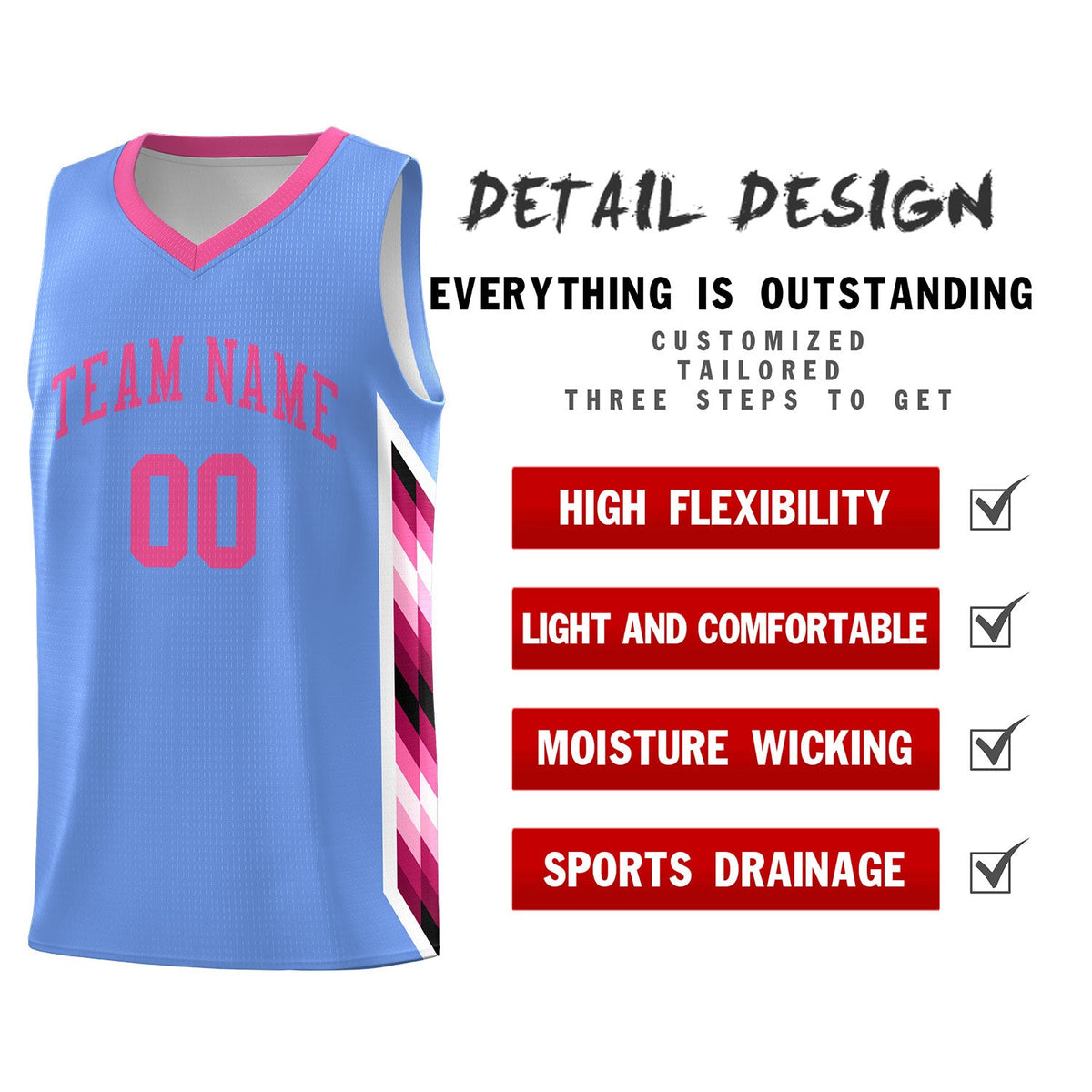 Custom Light Blue Mosaic Gradient Fashion Sports Uniform Basketball Jersey|KXKSHOP