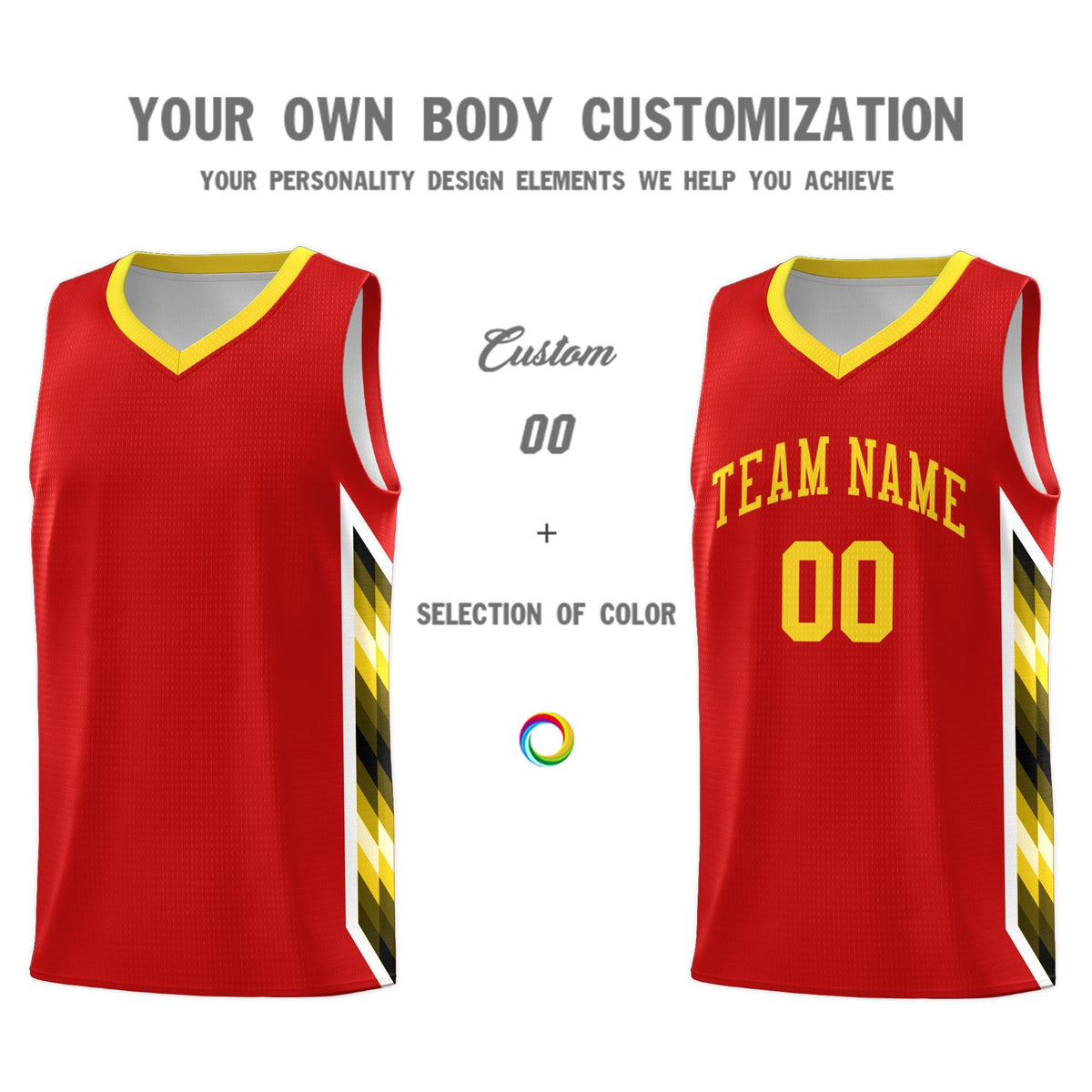 Custom Red Mosaic Gradient Fashion Sports Uniform Basketball Jersey|KXKSHOP