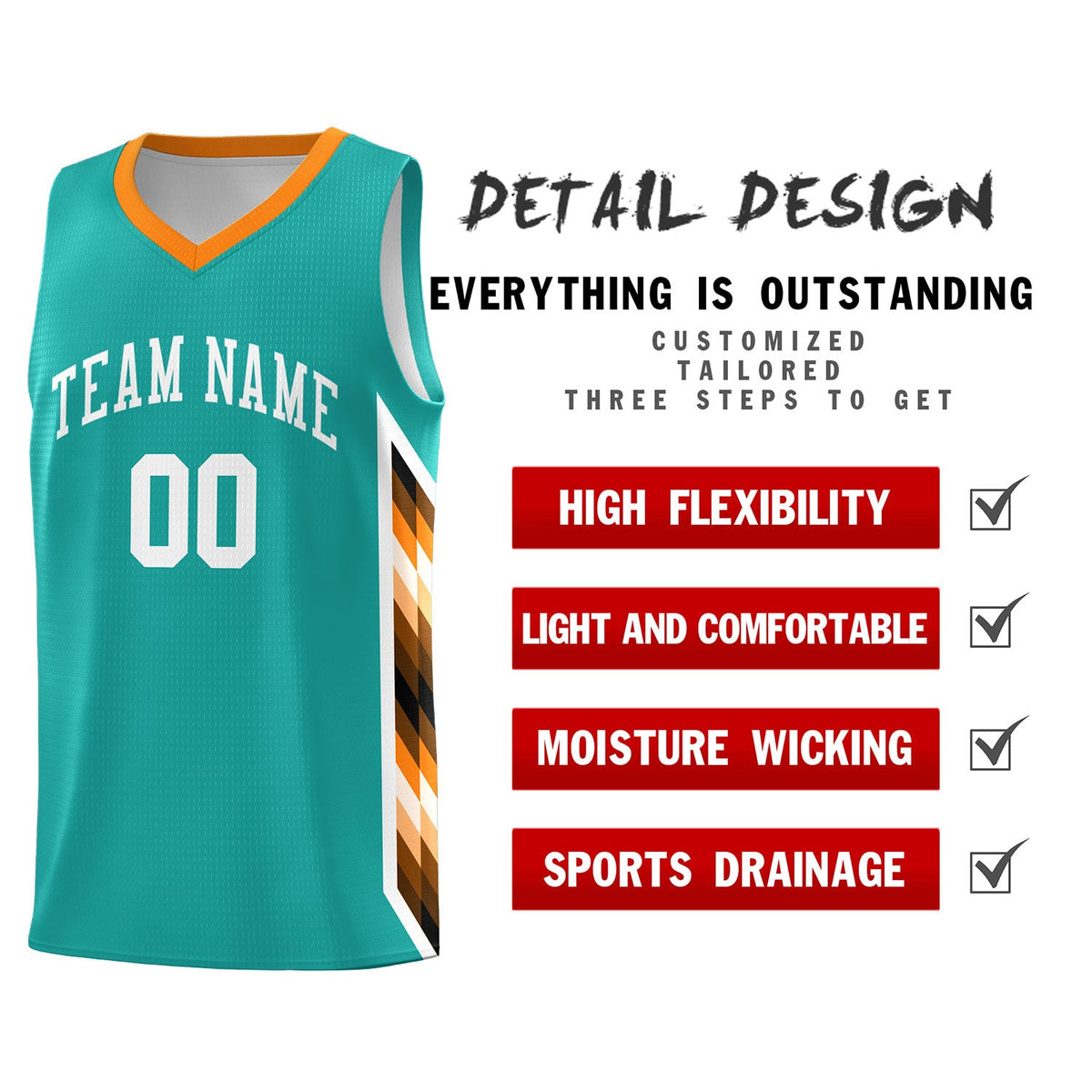 Custom Aqua Mosaic Gradient Fashion Sports Uniform Basketball Jersey|KXKSHOP