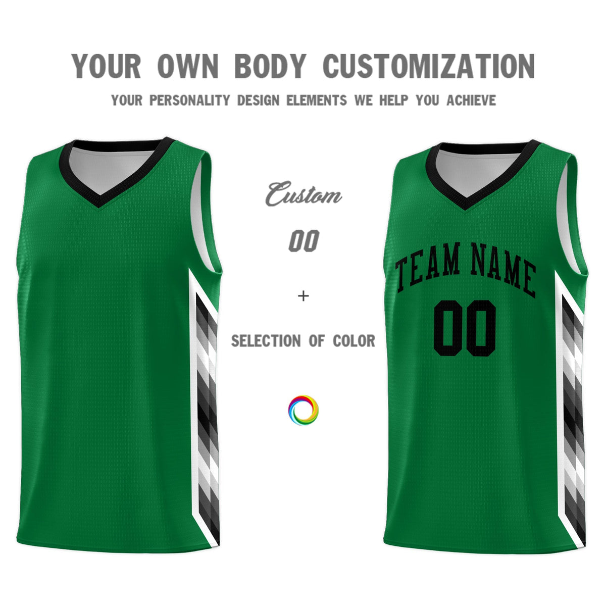Custom Kelly Green Mosaic Gradient Fashion Sports Uniform Basketball Jersey|KXKSHOP