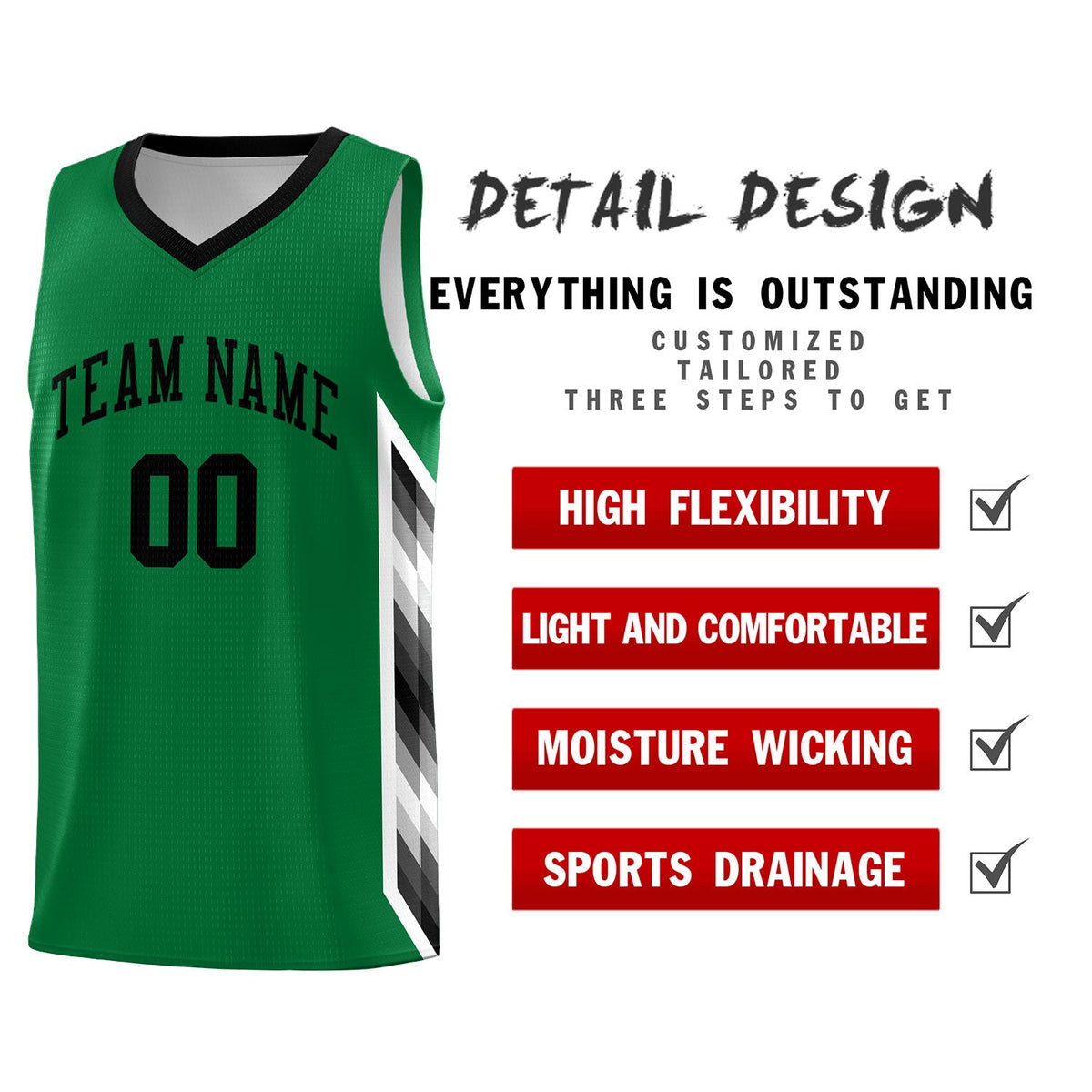 Custom Kelly Green Mosaic Gradient Fashion Sports Uniform Basketball Jersey|KXKSHOP