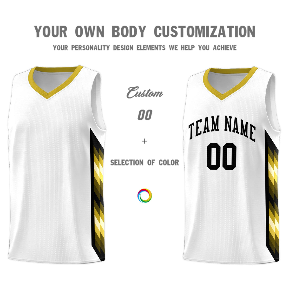 Custom White Mosaic Gradient Fashion Sports Uniform Basketball Jersey|KXKSHOP