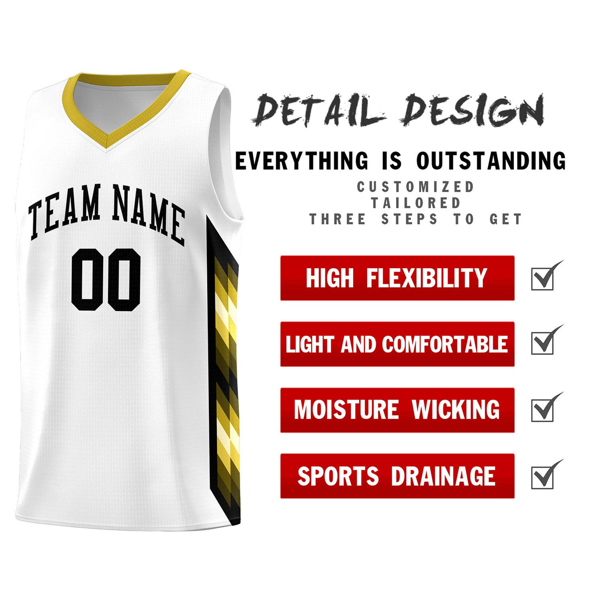 Custom White Mosaic Gradient Fashion Sports Uniform Basketball Jersey|KXKSHOP