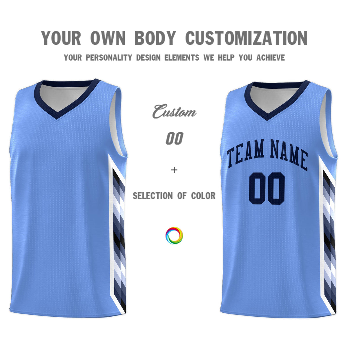 Custom Light Blue Mosaic Gradient Fashion Sports Uniform Basketball Jersey|KXKSHOP