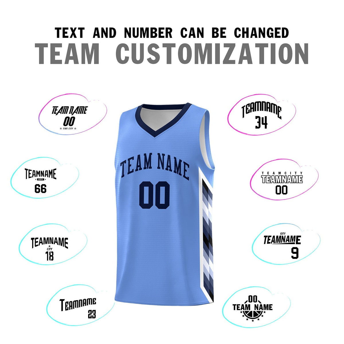 Custom Light Blue Mosaic Gradient Fashion Sports Uniform Basketball Jersey|KXKSHOP