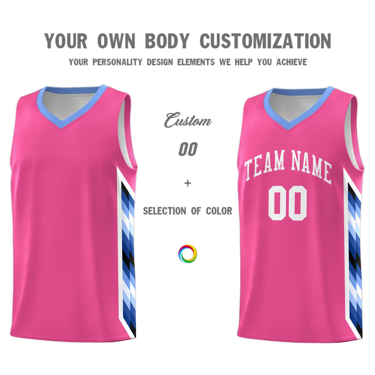 Custom Pink Mosaic Gradient Fashion Sports Uniform Basketball Jersey|KXKSHOP