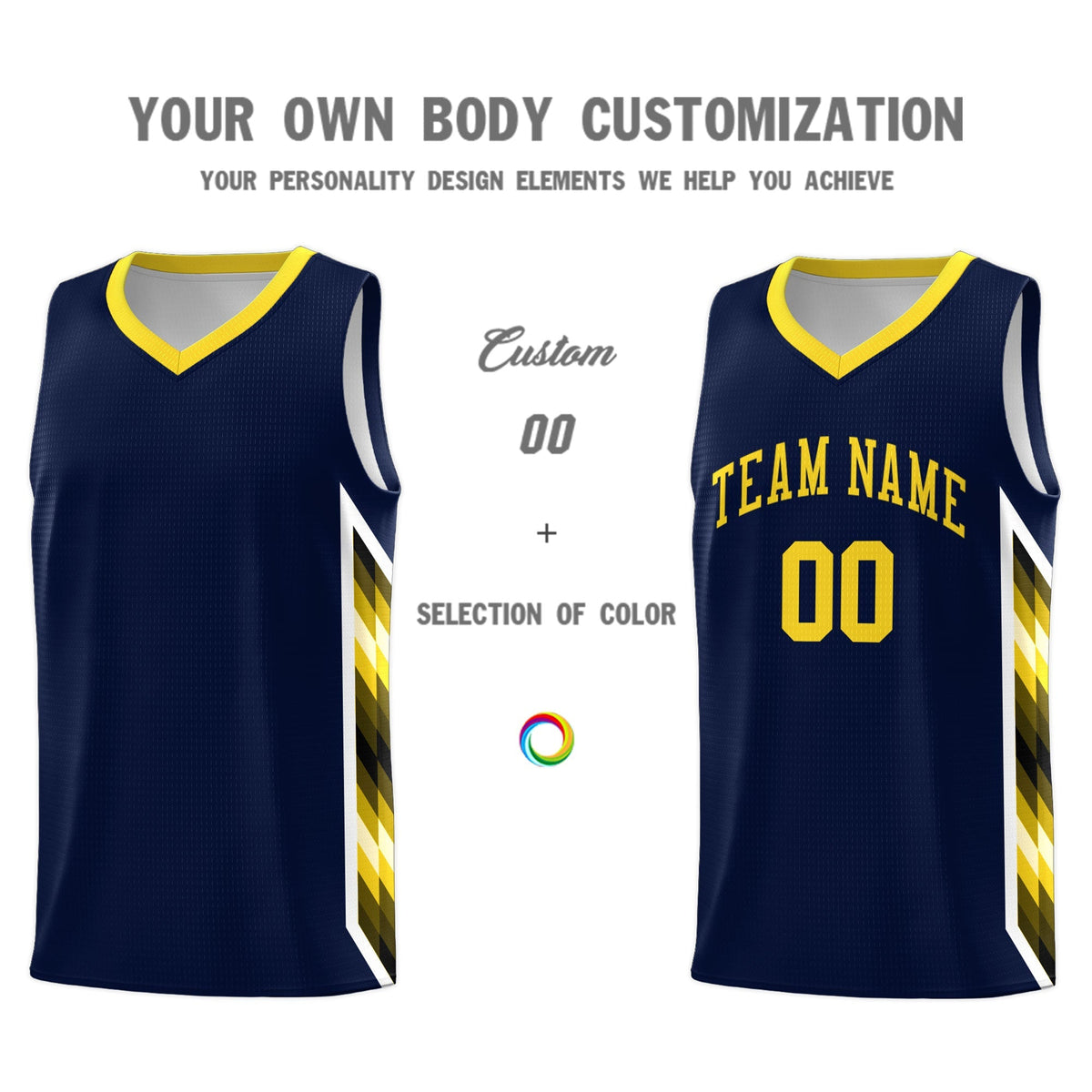 Custom Navy Mosaic Gradient Fashion Sports Uniform Basketball Jersey|KXKSHOP