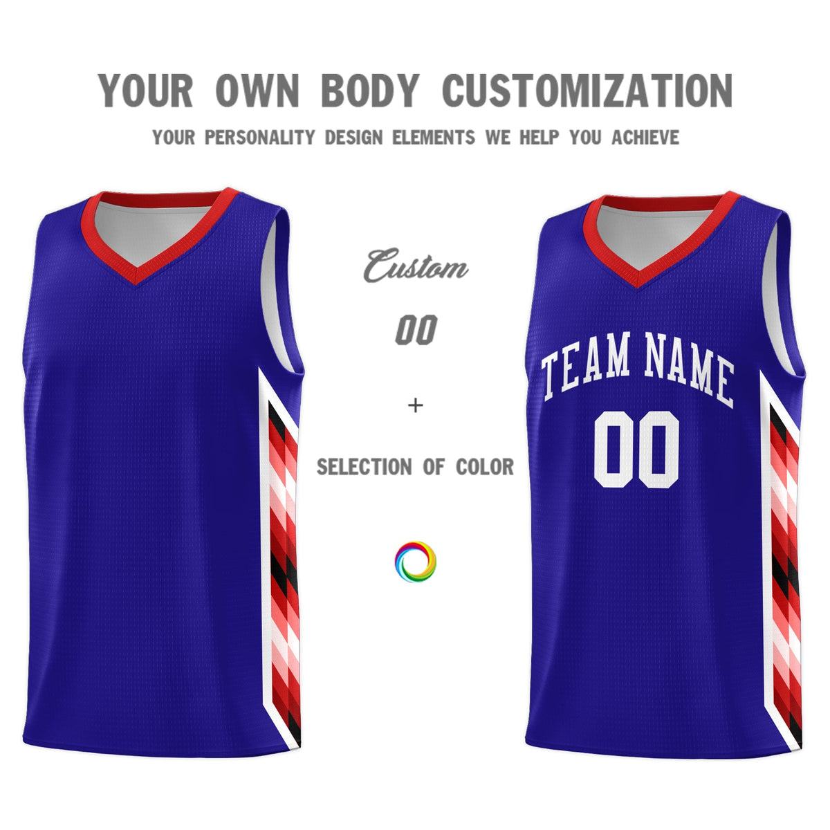 Custom Royal Mosaic Gradient Fashion Sports Uniform Basketball Jersey|KXKSHOP