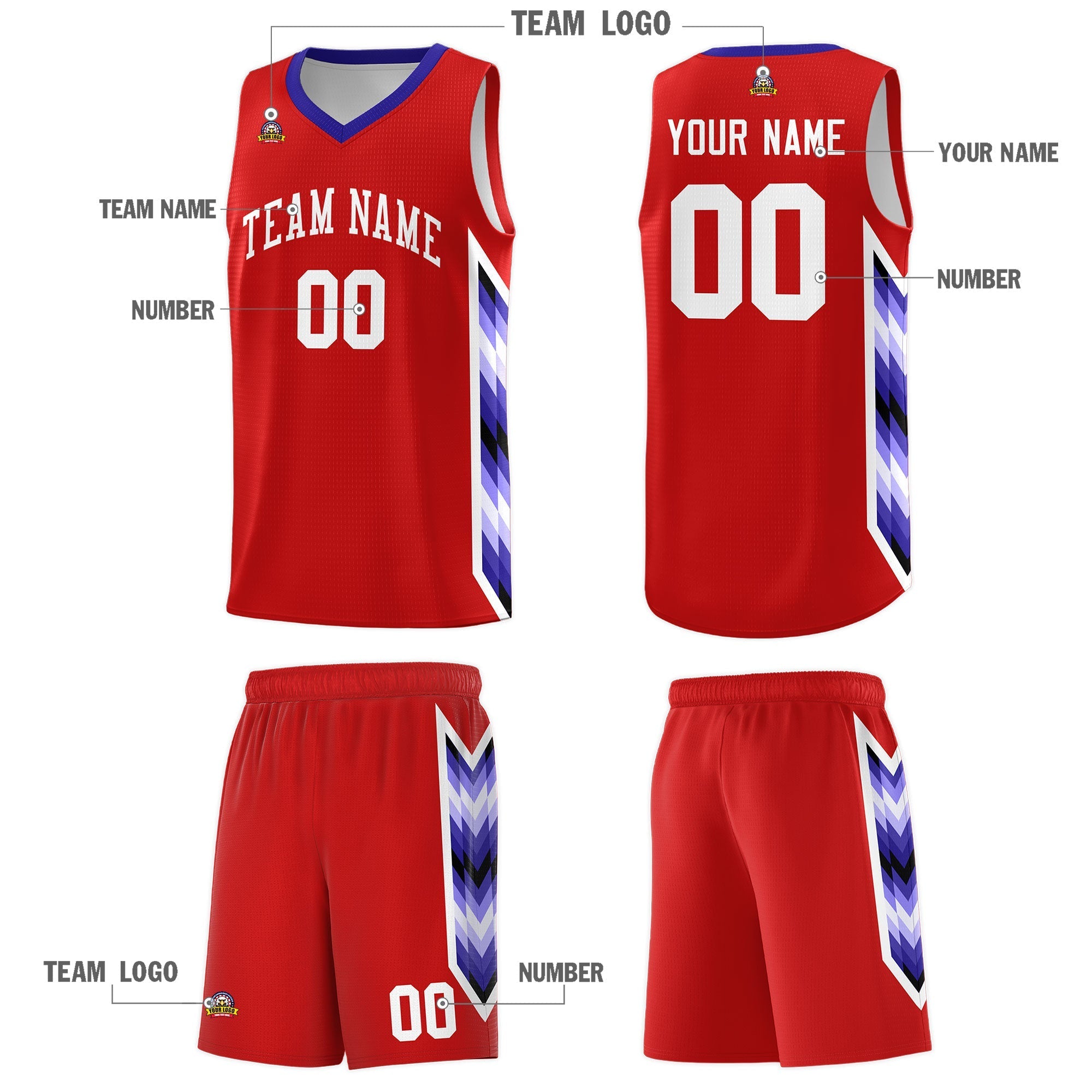 Custom Red Mosaic Gradient Fashion Sports Uniform Basketball Jersey|KXKSHOP