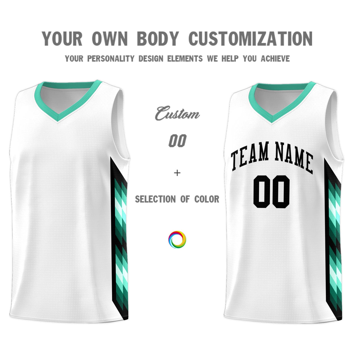 Custom White Mosaic Gradient Fashion Sports Uniform Basketball Jersey|KXKSHOP