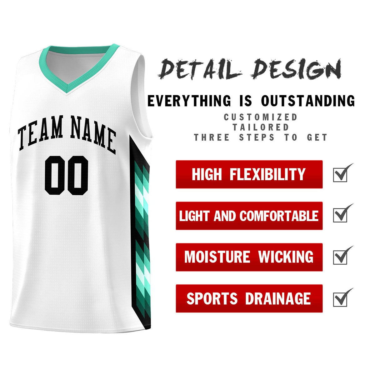 Custom White Mosaic Gradient Fashion Sports Uniform Basketball Jersey|KXKSHOP