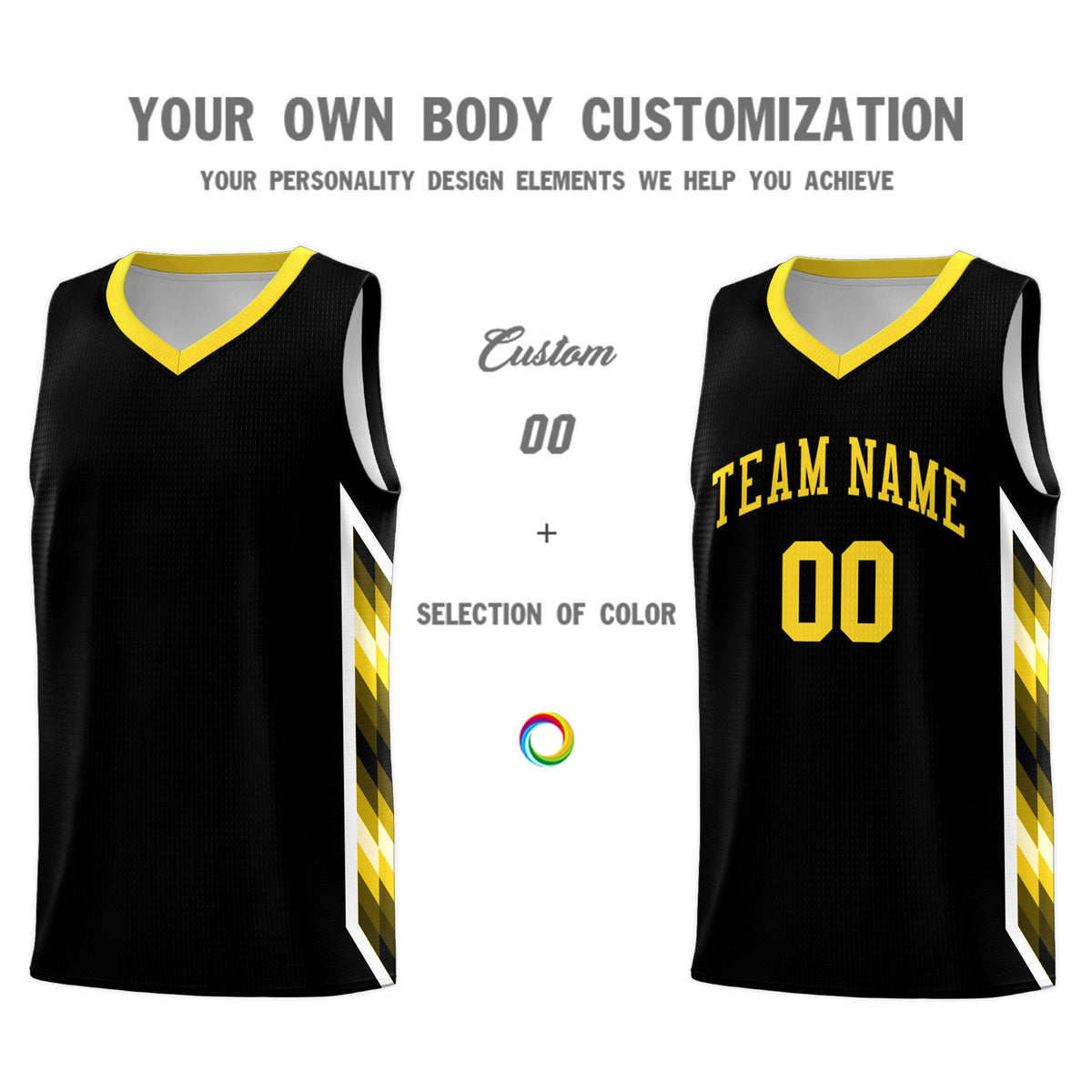 Custom Black Mosaic Gradient Fashion Sports Uniform Basketball Jersey|KXKSHOP