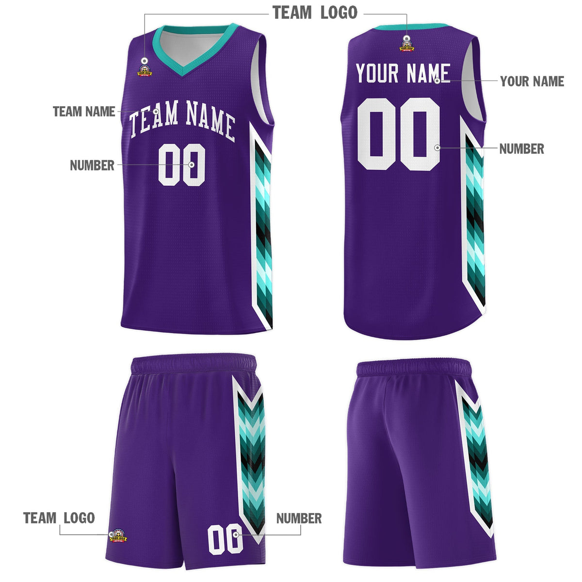 Custom Purple Mosaic Gradient Fashion Sports Uniform Basketball Jersey|KXKSHOP
