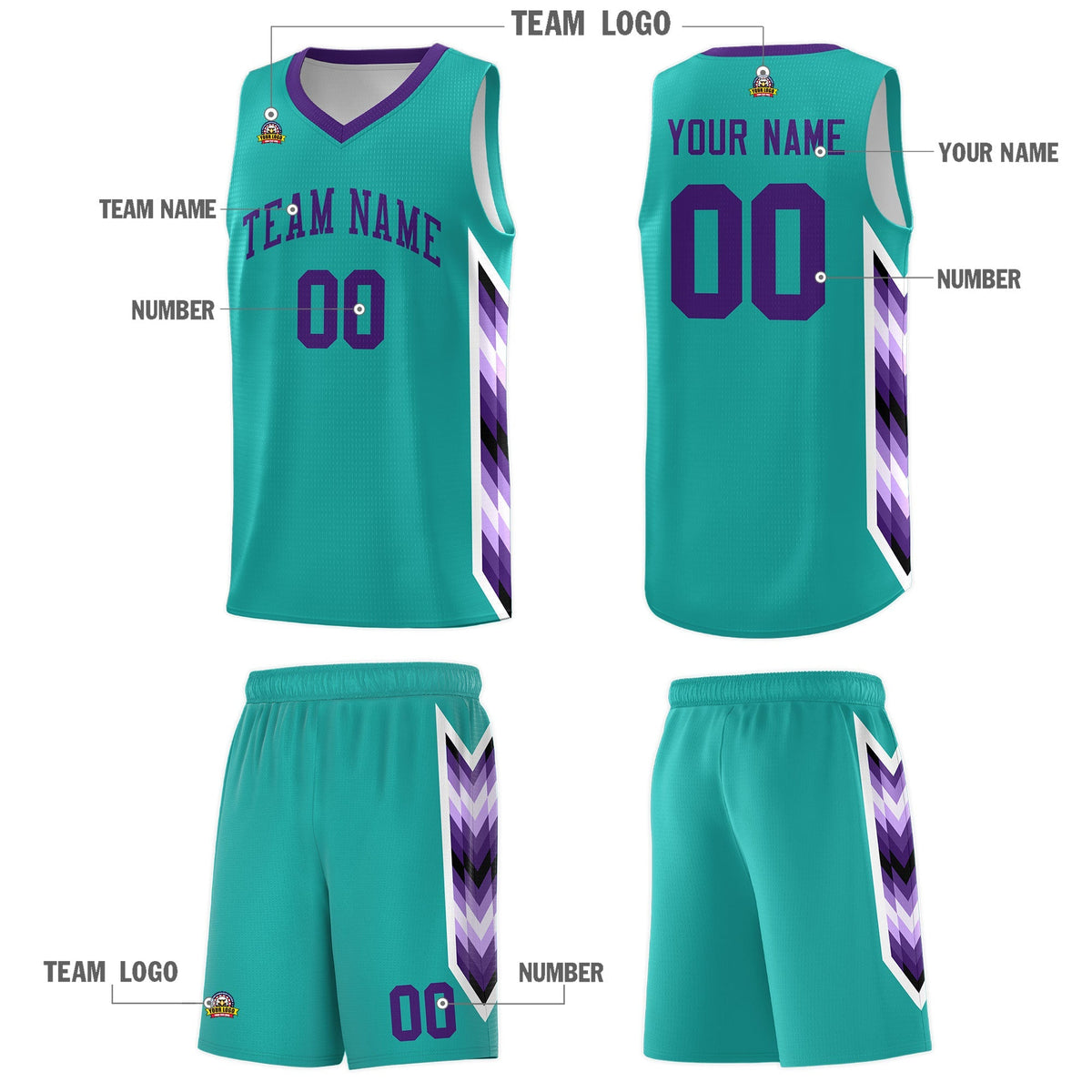 Custom Aqua Mosaic Gradient Fashion Sports Uniform Basketball Jersey|KXKSHOP